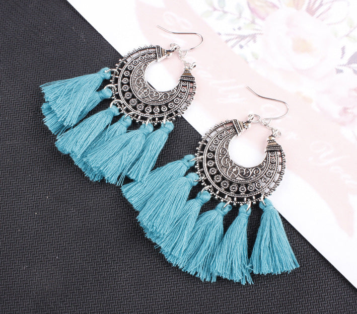 Multi-colored fringed earrings