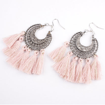 Multi-colored fringed earrings