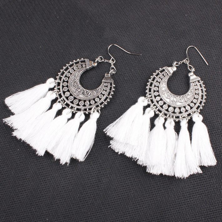 Multi-colored fringed earrings