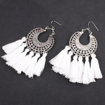 Multi-colored fringed earrings