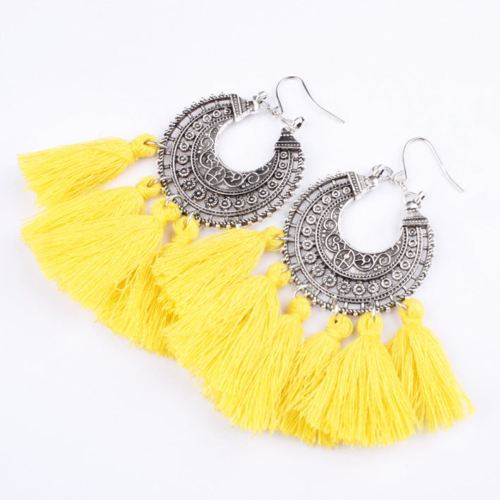 Multi-colored fringed earrings