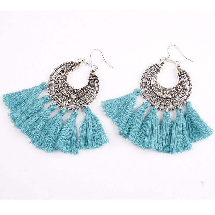 Multi-colored fringed earrings