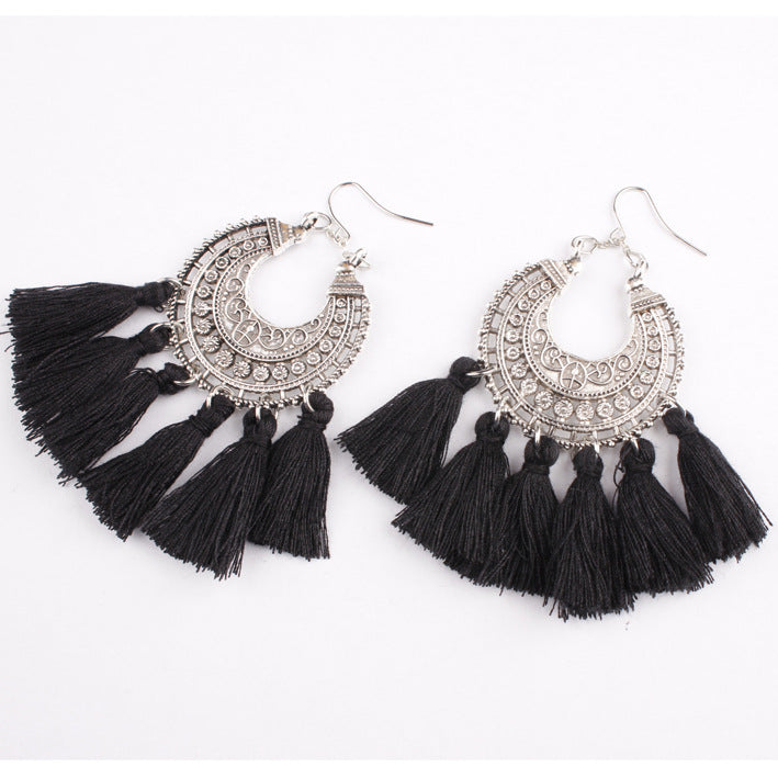 Multi-colored fringed earrings