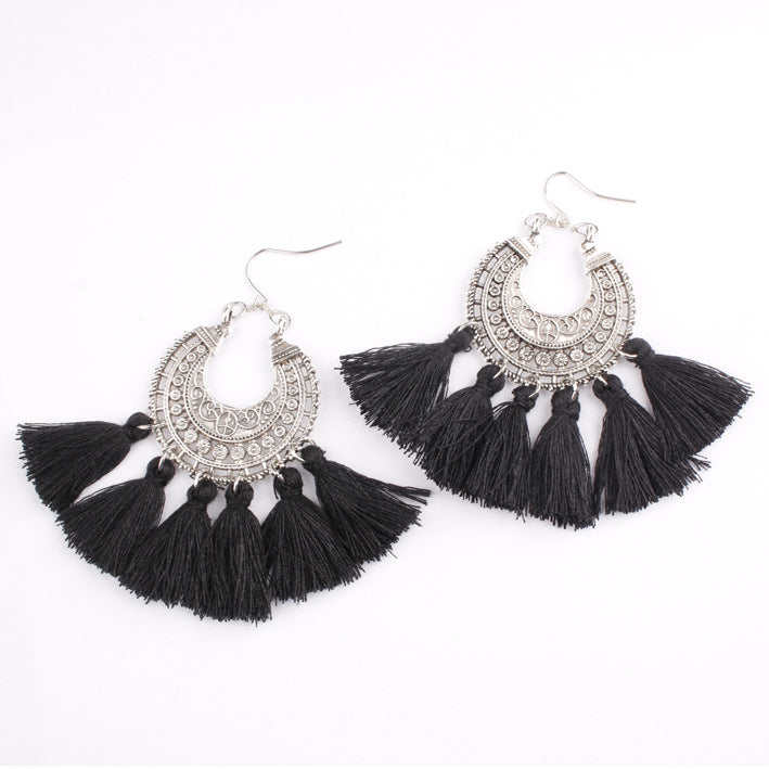 Multi-colored fringed earrings