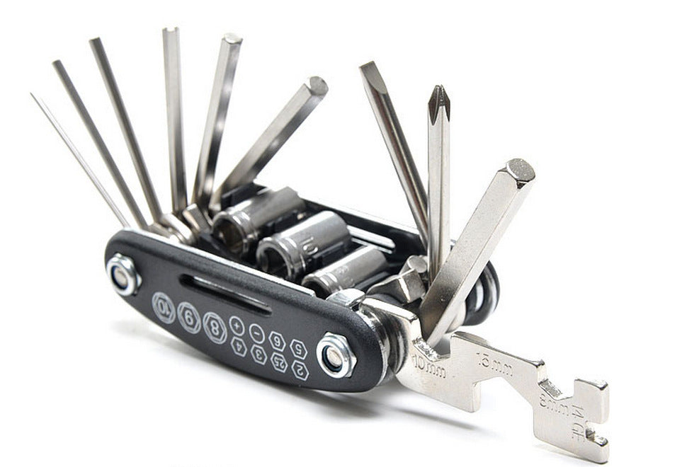 Bicycle maintenance combination tool 16 in 1