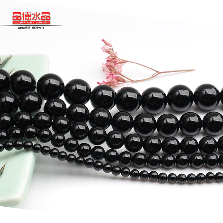 Black agate loose beads DIY jewelry accessories