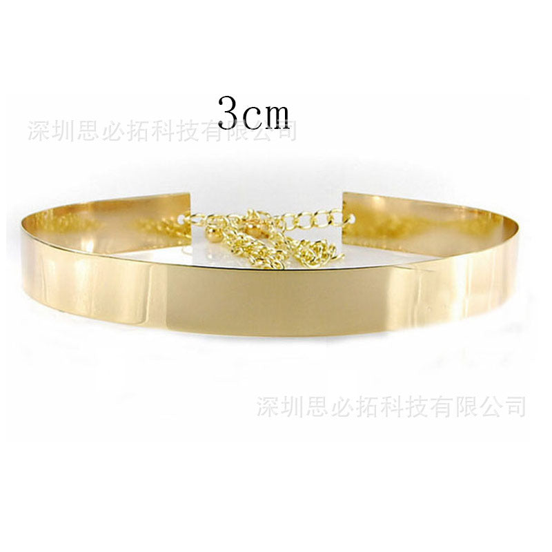 3Cm gold mirror metal sheet belt