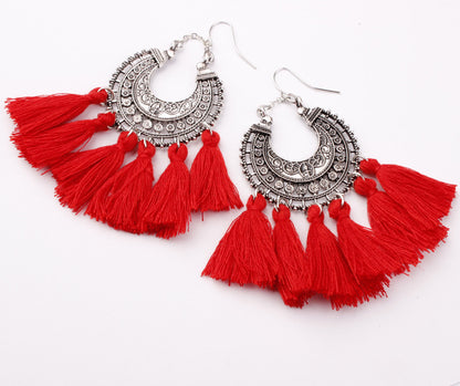 Multi-colored fringed earrings