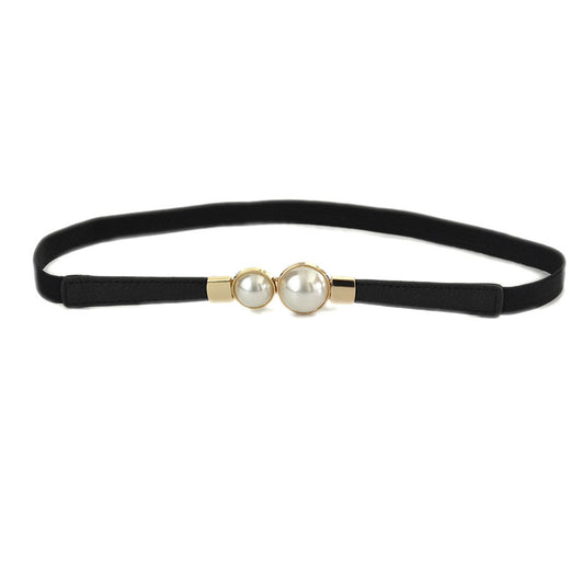 Belt Double Pearl Inlaid Buckle