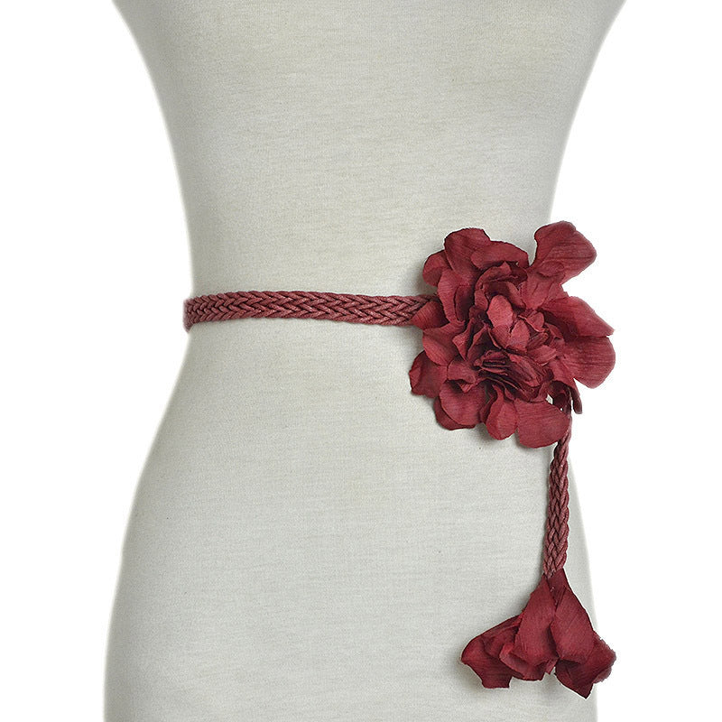 Women's new woven belt flowers