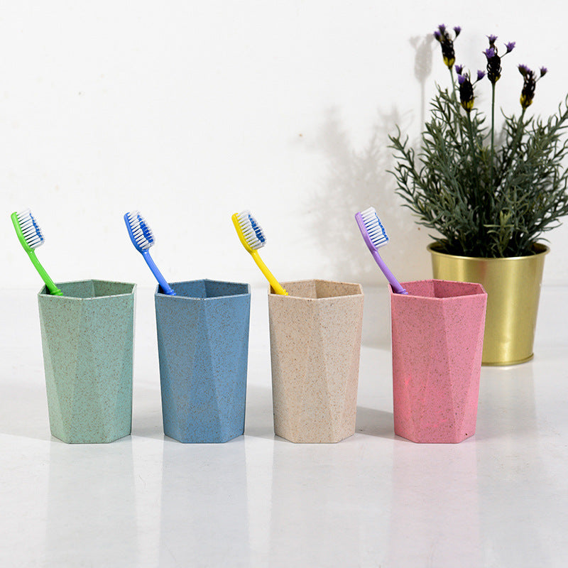 Thickened Wheat Straw Diamond Shape Toothbrush Cup Mouthwash Cup