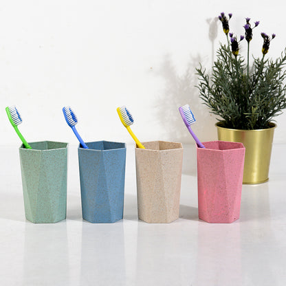 Thickened Wheat Straw Diamond Shape Toothbrush Cup Mouthwash Cup