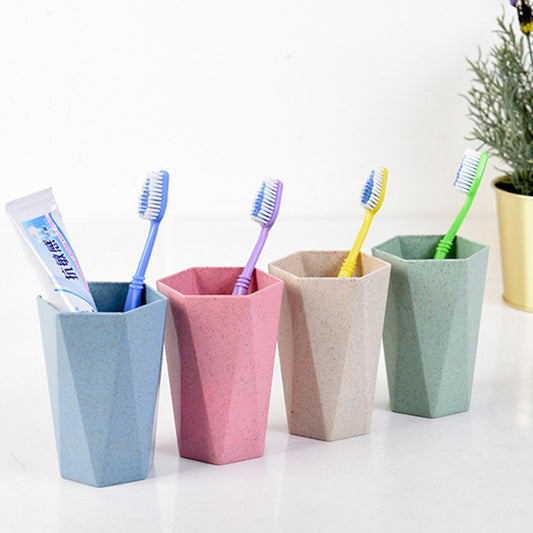 Thickened Wheat Straw Diamond Shape Toothbrush Cup Mouthwash Cup