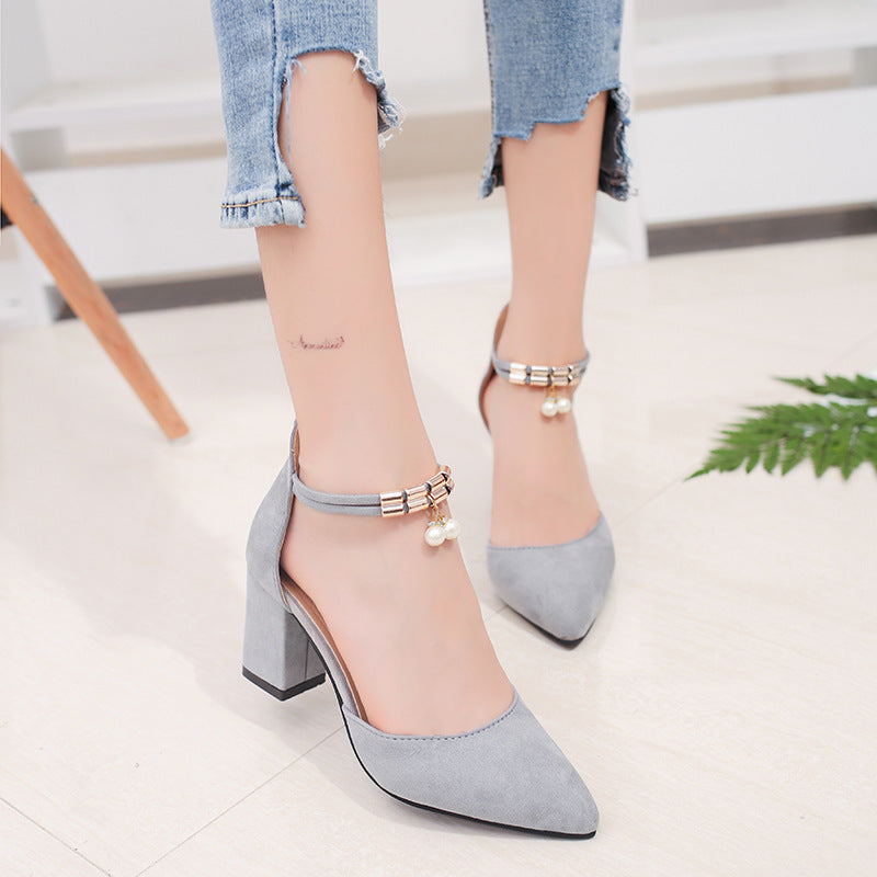 High heel buckle pointed toe shoes wholesale