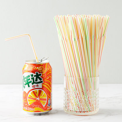 100-Pack Disposable Colored Curved Plastic Straws