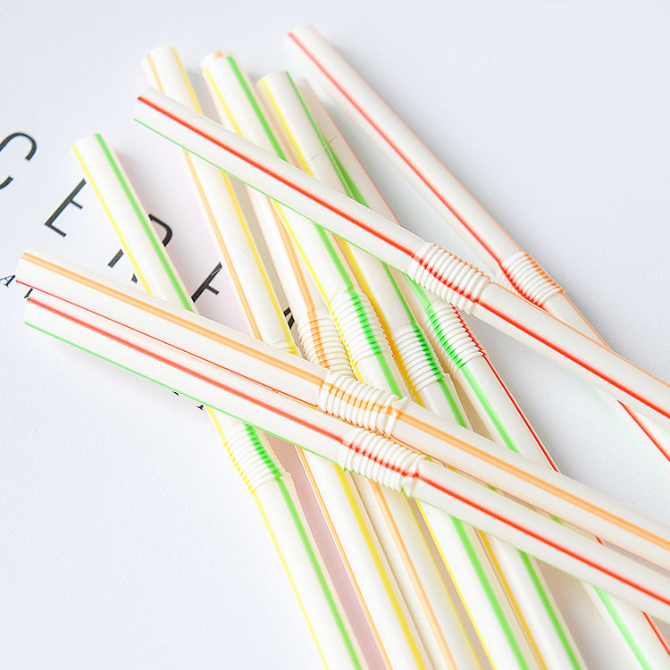 100-Pack Disposable Colored Curved Plastic Straws