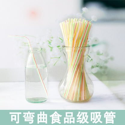 100-Pack Disposable Colored Curved Plastic Straws