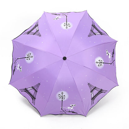 Black Coated Folding UV Protection Umbrella