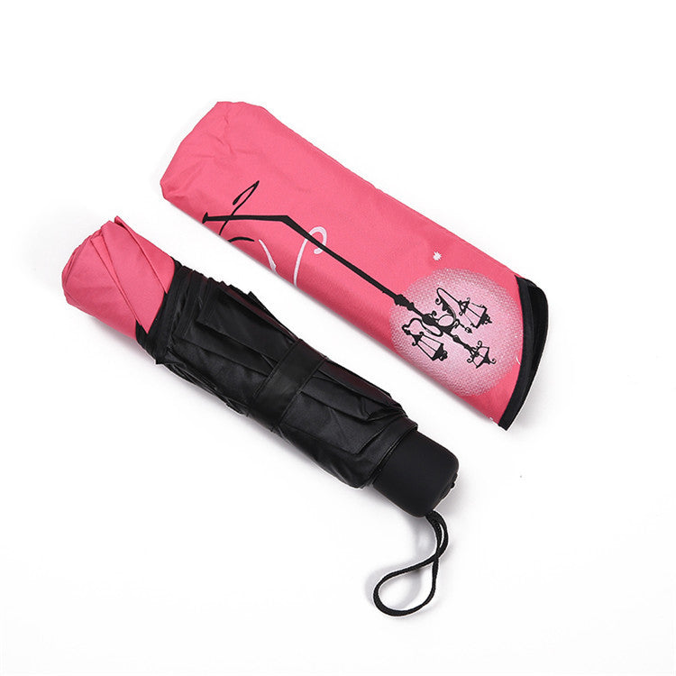 Black Coated Folding UV Protection Umbrella