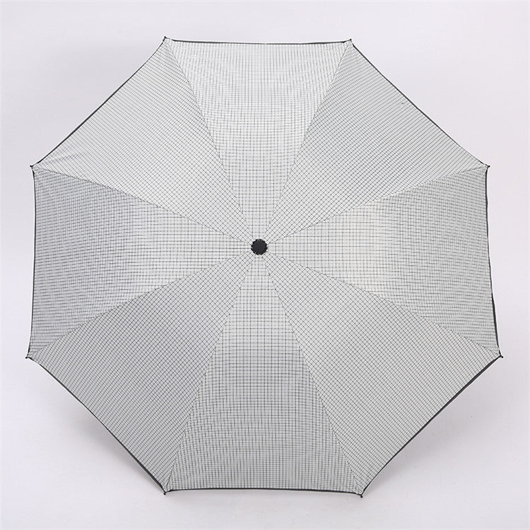 Fine Checkered Black Coated 3-Fold Umbrella 55cm 8 Rib Umbrella