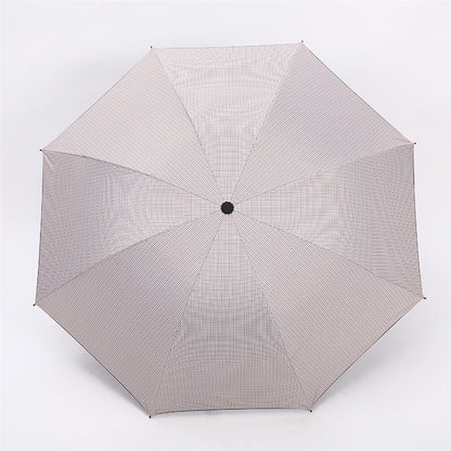 Fine Checkered Black Coated 3-Fold Umbrella 55cm 8 Rib Umbrella