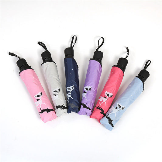 Black Coated Folding UV Protection Umbrella