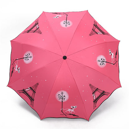 Black Coated Folding UV Protection Umbrella