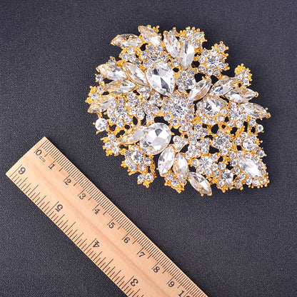 Colored Diamond Flower Alloy Brooch