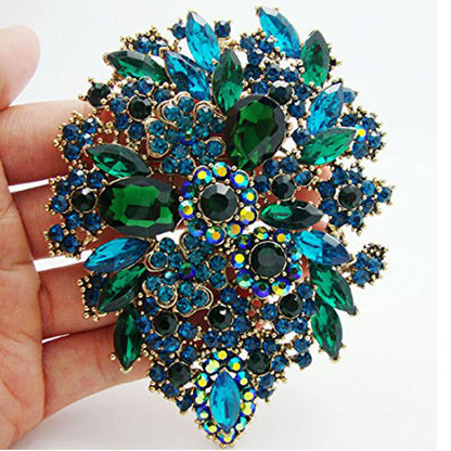 Colored Diamond Flower Alloy Brooch