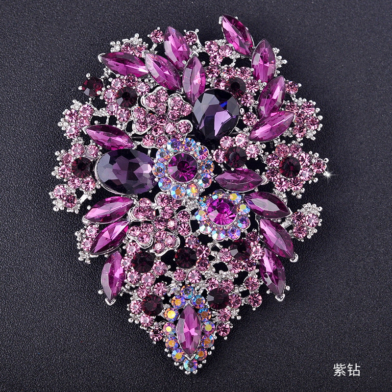 Colored Diamond Flower Alloy Brooch