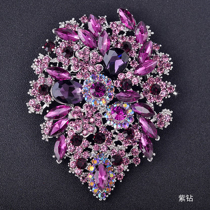 Colored Diamond Flower Alloy Brooch