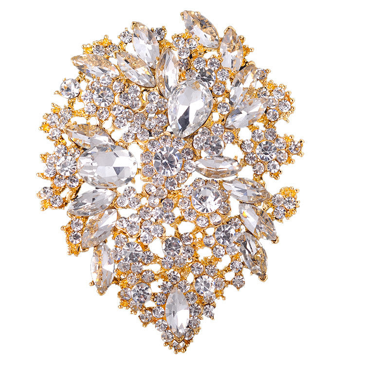 Colored Diamond Flower Alloy Brooch