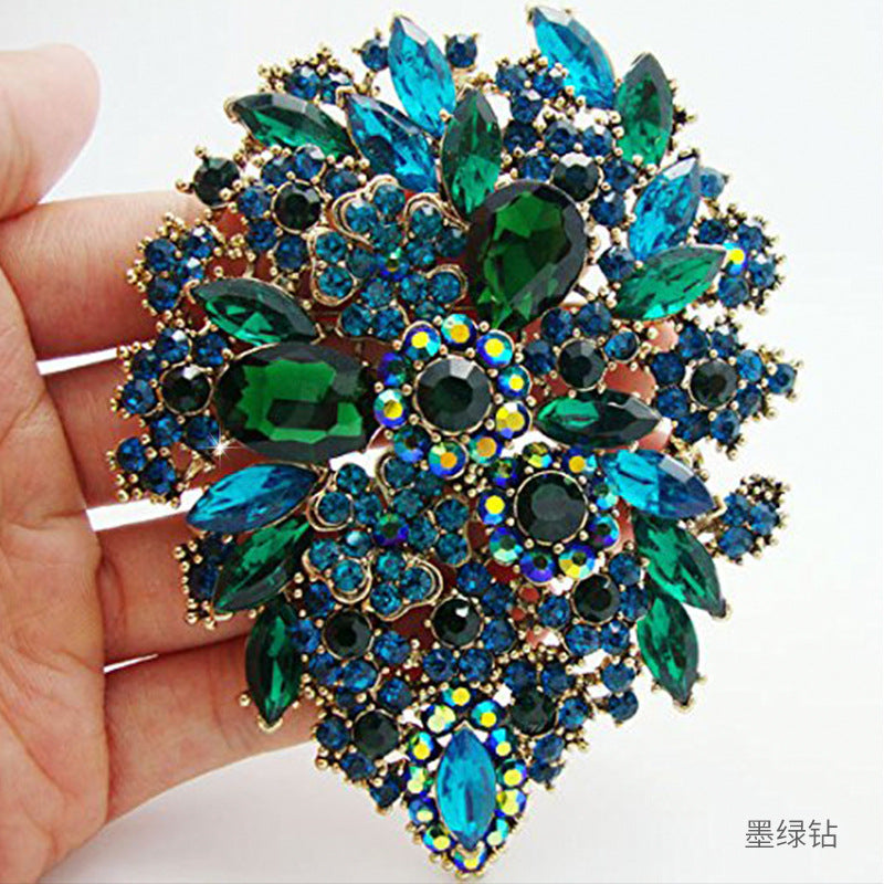 Colored Diamond Flower Alloy Brooch