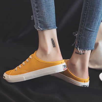 New style women's half-slip canvas shoes