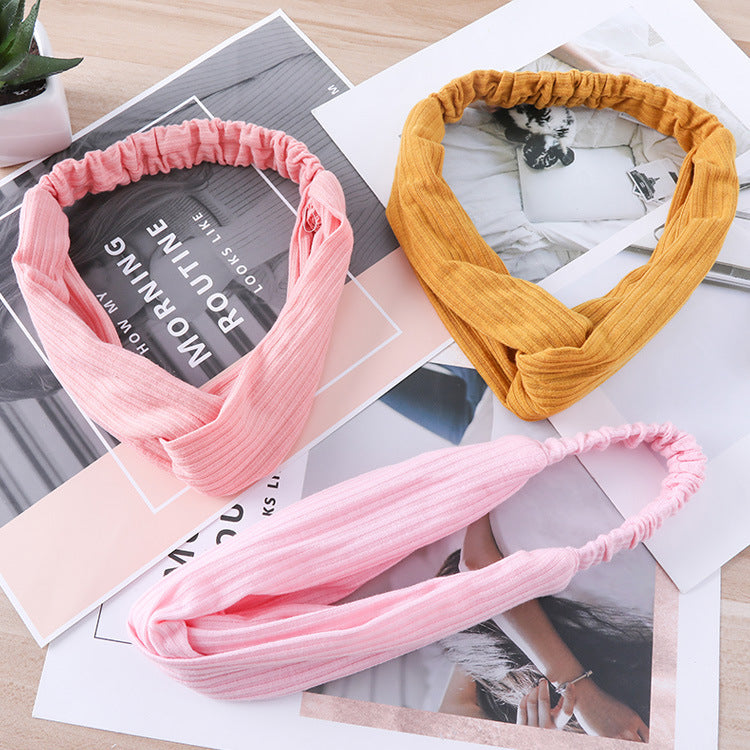 Knitted Elastic Headband (Cotton Stripes)