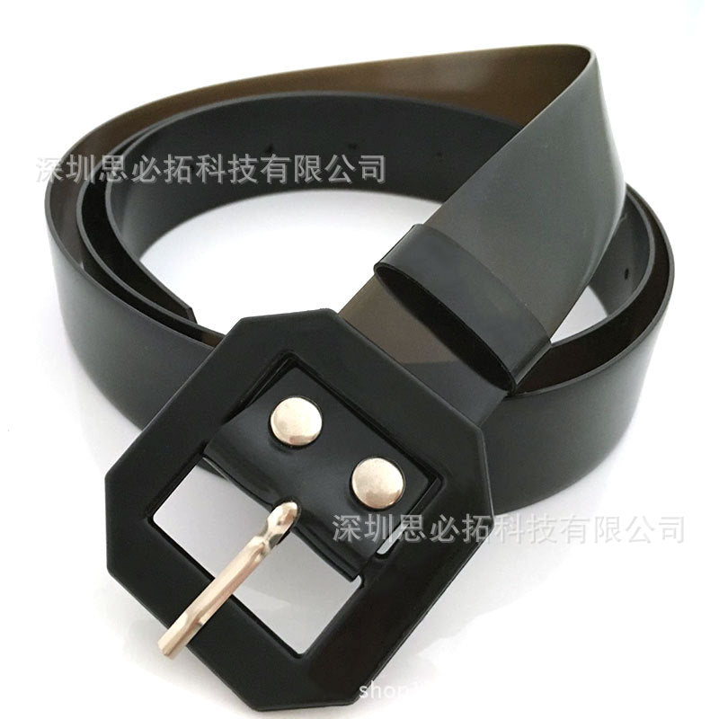 Waist seal square buckle transparent belt colored belt