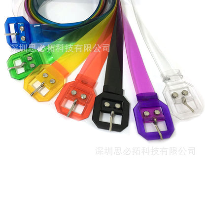 Waist seal square buckle transparent belt colored belt