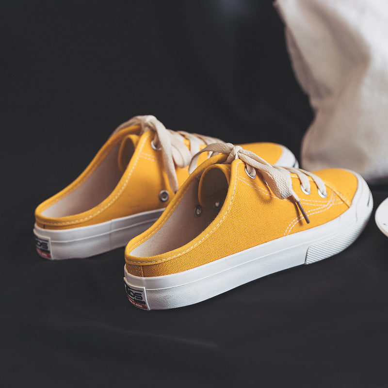 New style women's half-slip canvas shoes