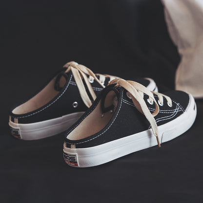 New style women's half-slip canvas shoes