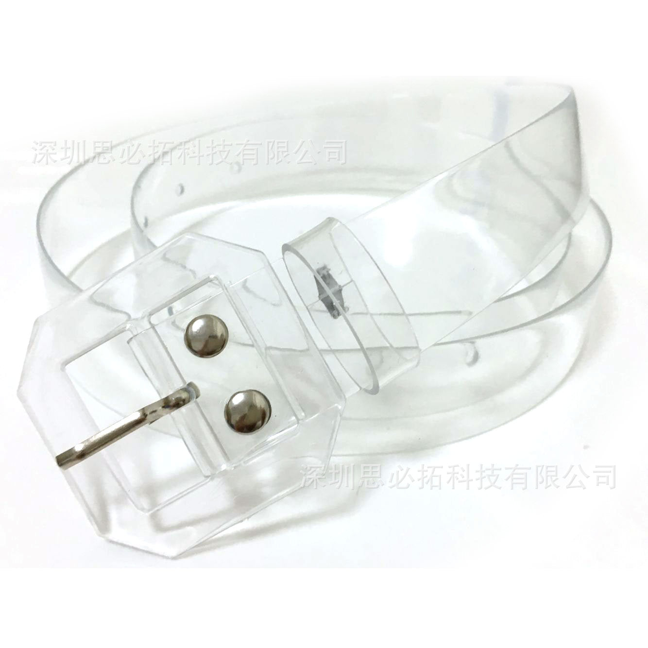 Waist seal square buckle transparent belt colored belt