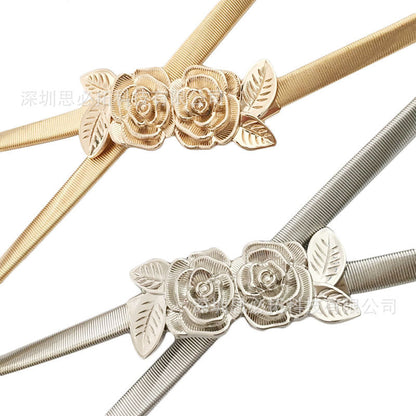 Three-dimensional rose flower belt