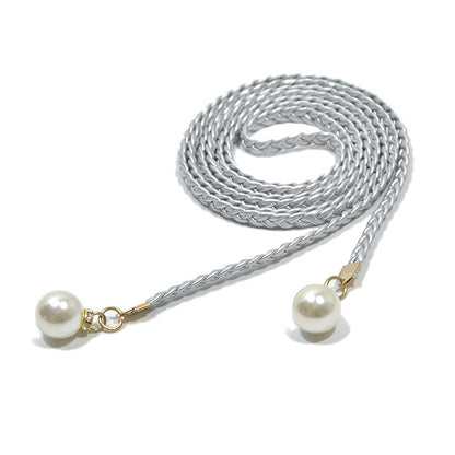 Pearl buckle decorative woven thin waist rope