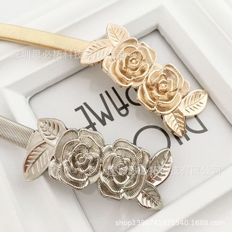 Three-dimensional rose flower belt