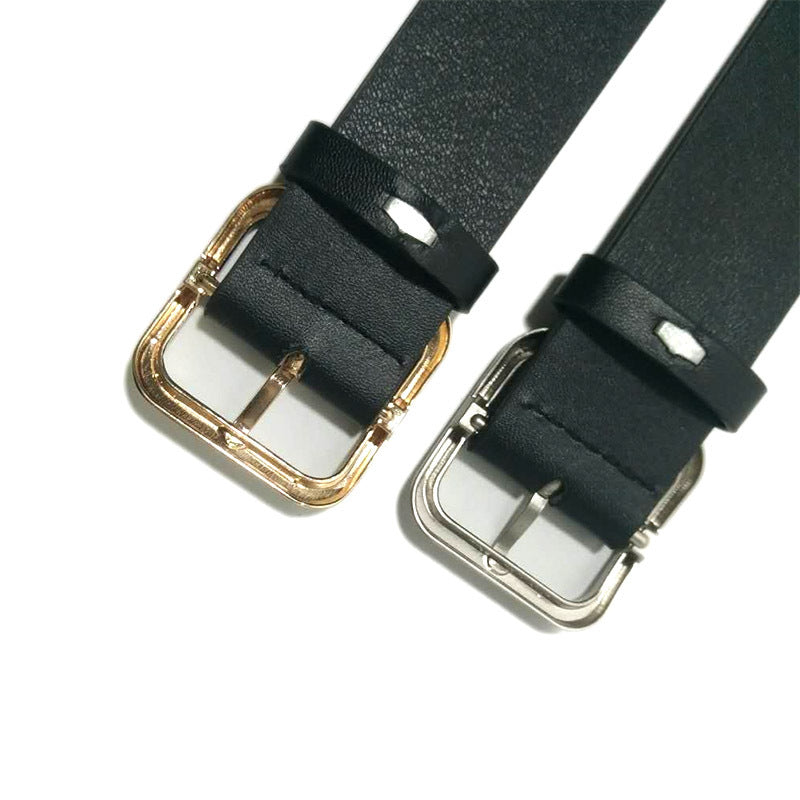 Vintage imitation leather pin buckle belt