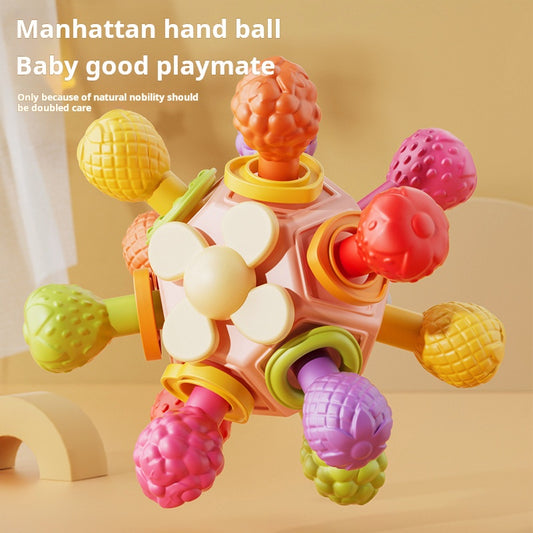 Manhattan Hand Grasp Ball Baby Silicone Teether Toy for Babies 0-3 Years Old