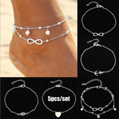 Women's anklet bracelets set