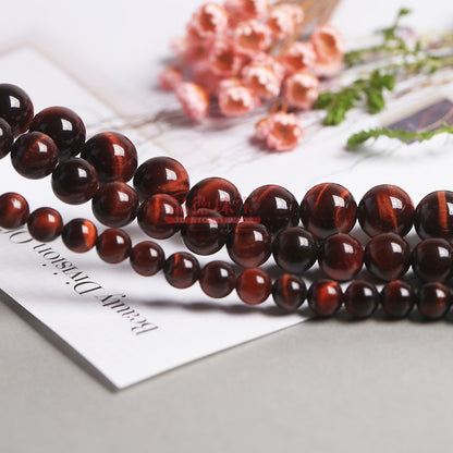 Red tiger's eye stone round beads