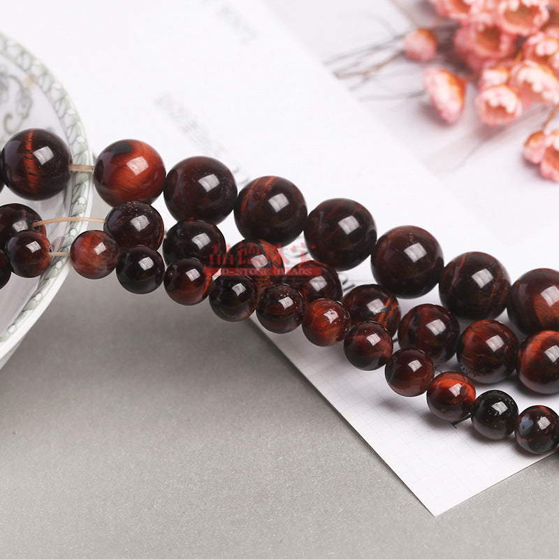 Red tiger's eye stone round beads