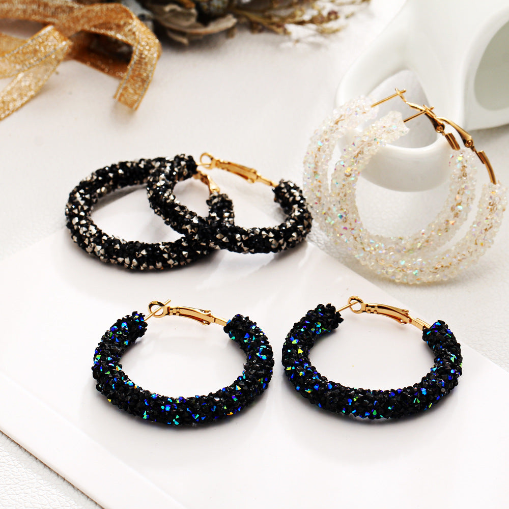 women's circle crystal earrings