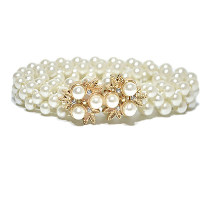 Water Diamond Elastic Pearl Waist Chain